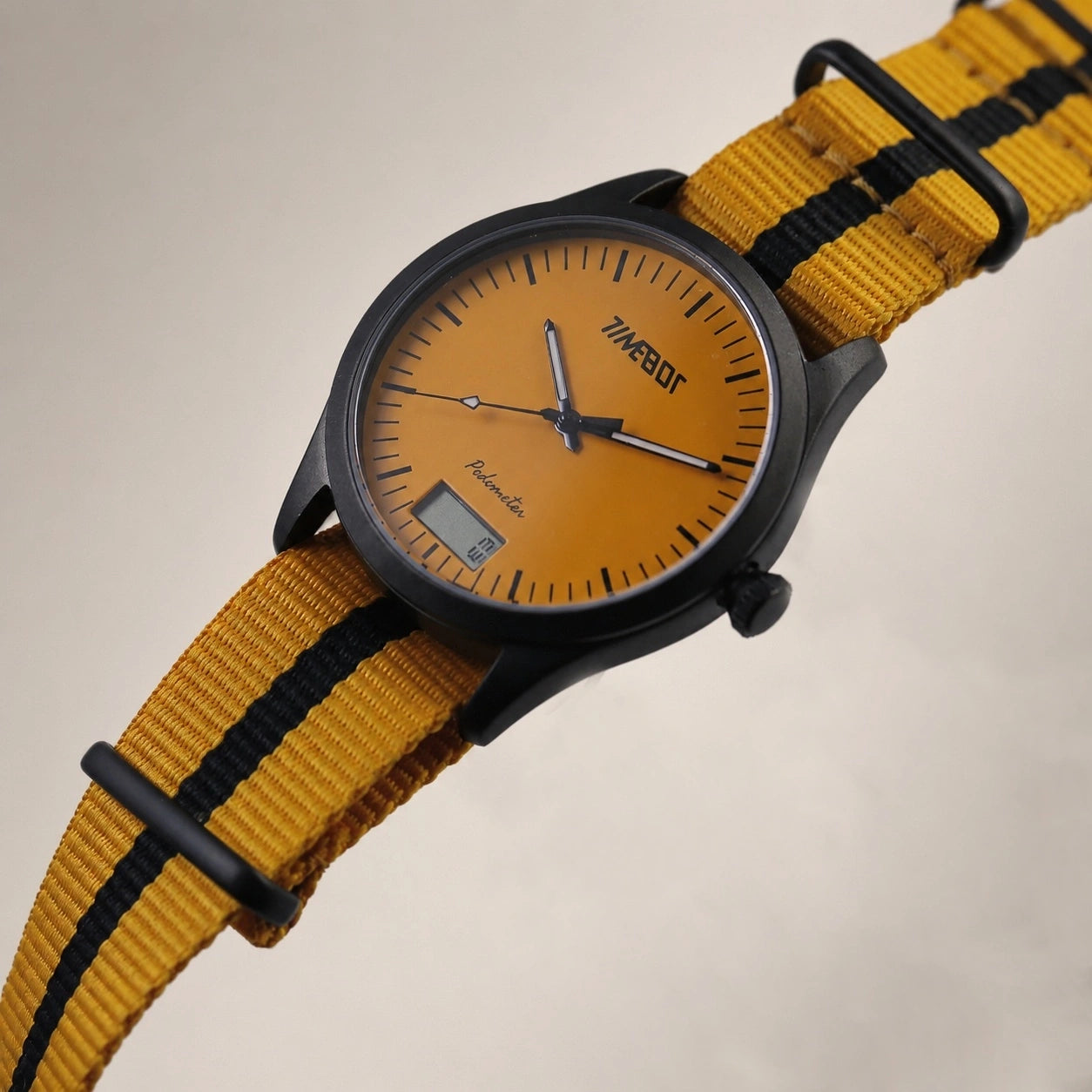 Timebot Matt Black Case Pedometer Watch - Yellow