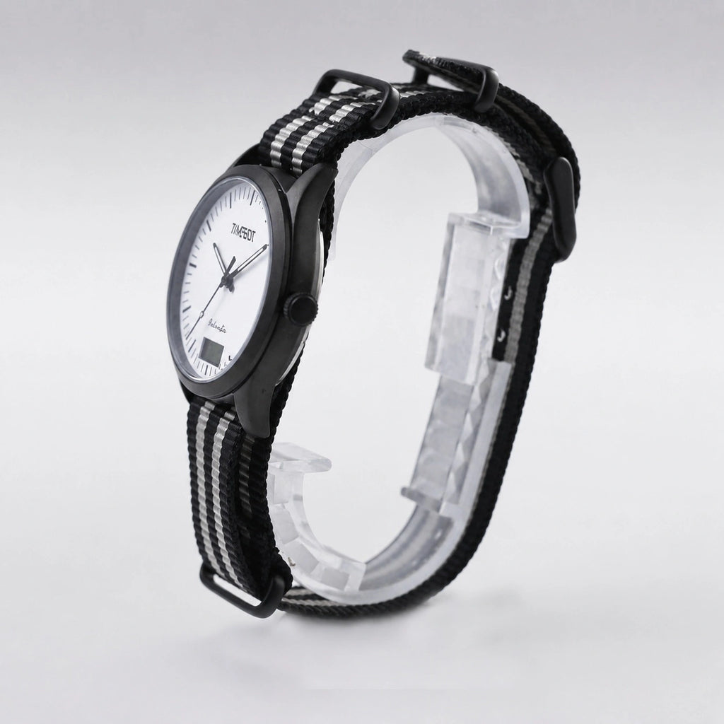 Timebot Matt Black Case Pedometer Watch - White