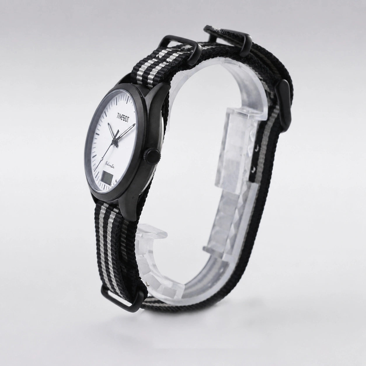 Timebot Matt Black Case Pedometer Watch - White