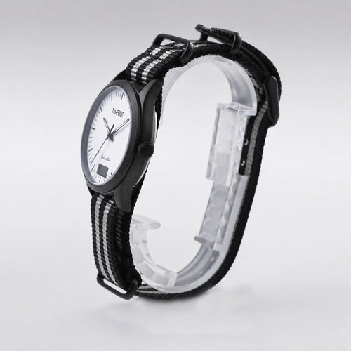 Timebot Matt Black Case Pedometer Watch - White