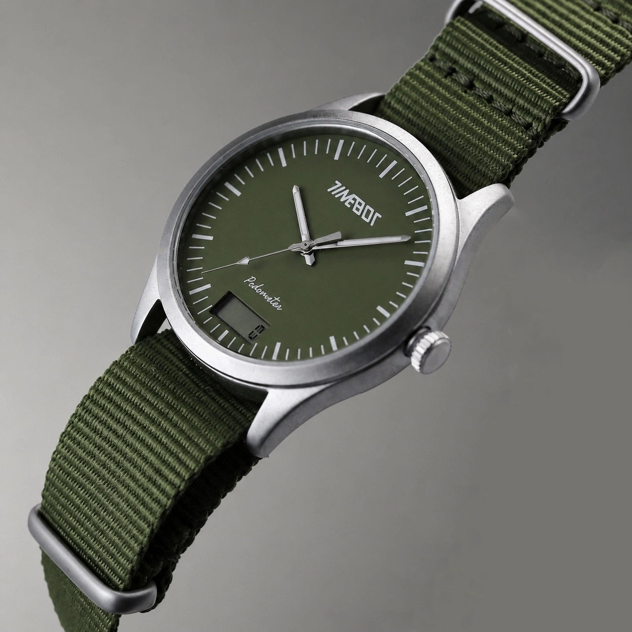Timebot Silver Case Pedometer Watch - Green