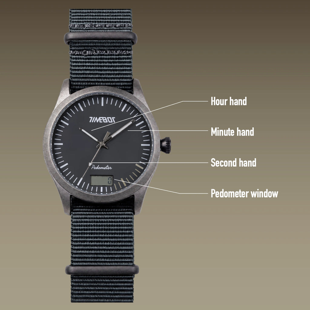 Timebot Matt Gun Case Pedometer Watch - Blue