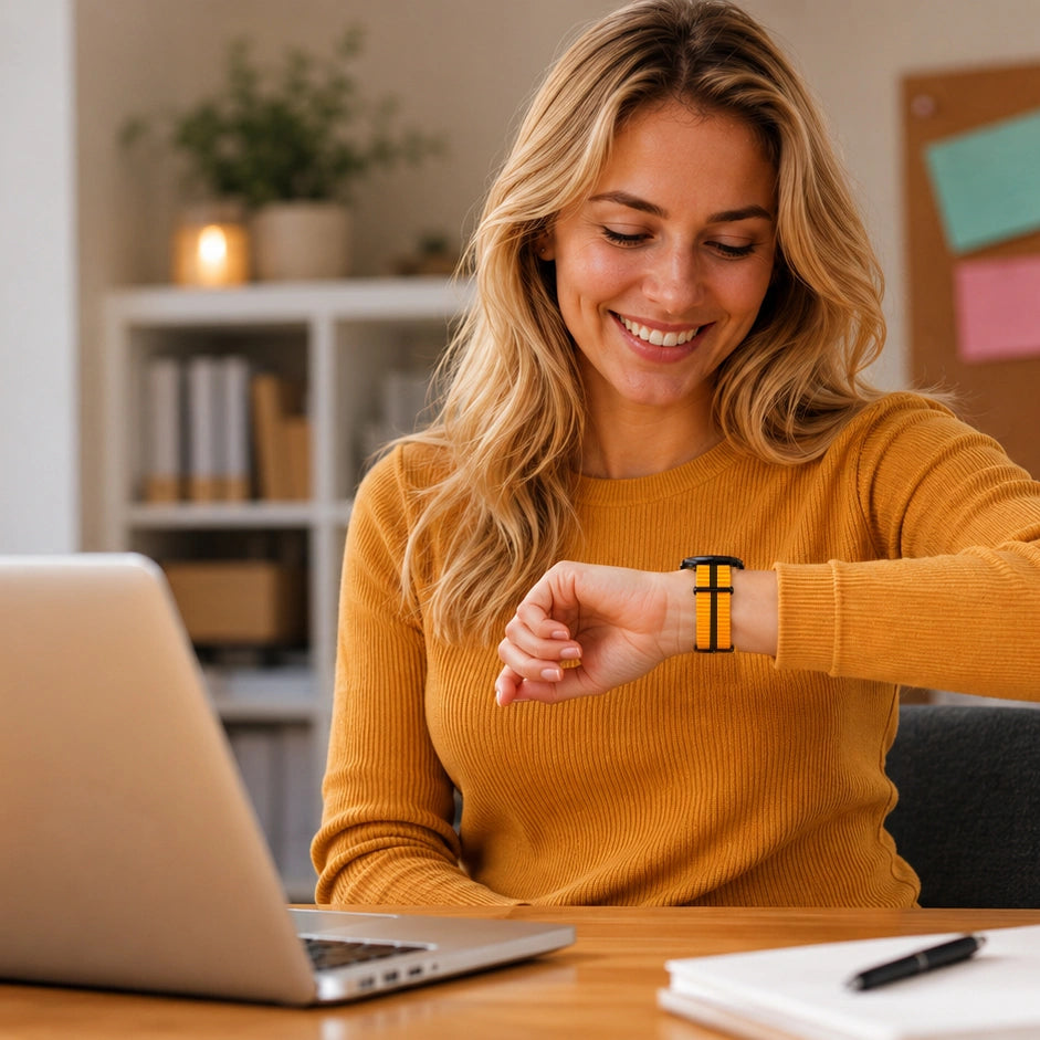 Timebot Matt Black Case Pedometer Watch - Yellow