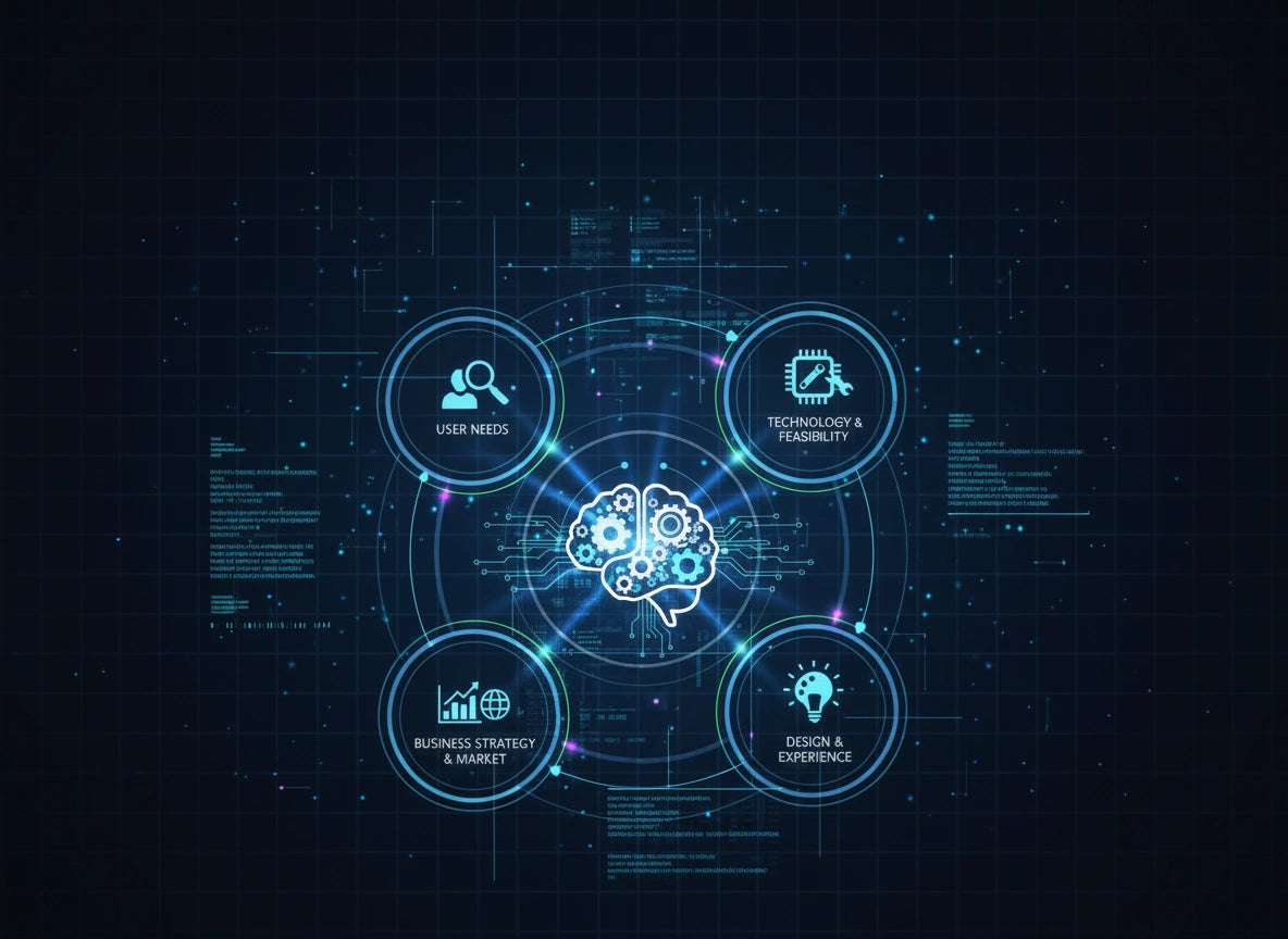 Digital illustration of a brain with interconnected circles on a dark background