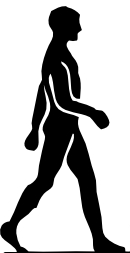 walking man show how hands moving along with steps 