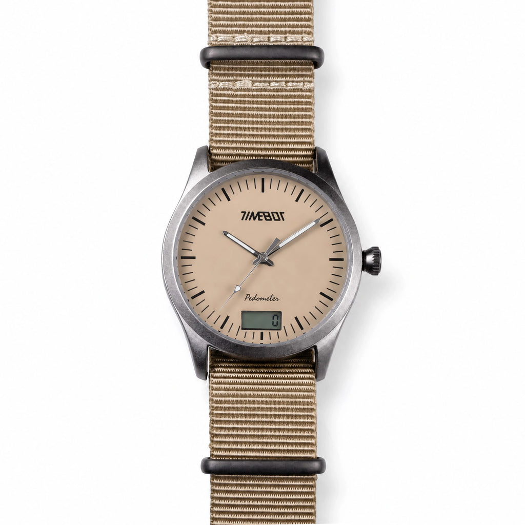 Timebot T591C6 Wristwatch with beige strap and beige dial on a white background